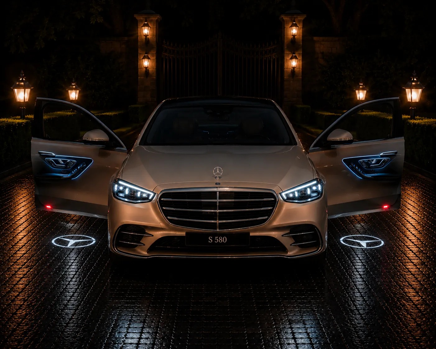 Mercedes frontal doble estrella portón