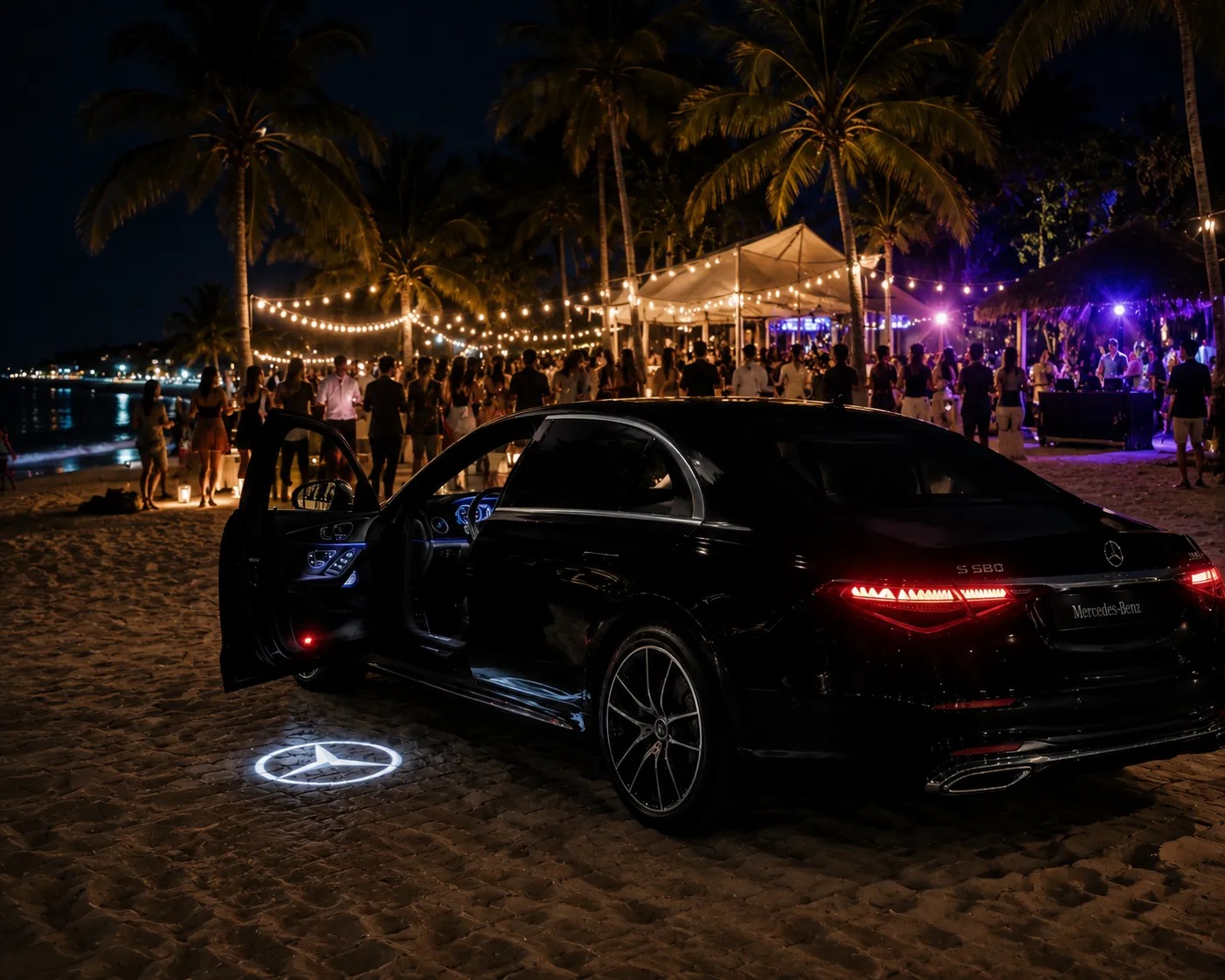 Mercedes playa noche fiesta